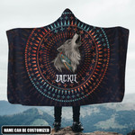 Native American Wolf Tattoo Customized 3D All Over Printed Hooded Blanket - Am Style Design
