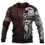 Viking Odin And Raven Norse Mythology Red Colour Customized 3D All Over Printed Shirt - AM Style Design