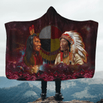 Sitting Bull and Chief Joseph Galaxy Color Native American All Overprinted Hooded Blanket- AM Style Design