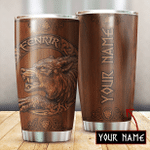 Viking Wolf Fenrir Wooden Colour Customized 3D All Over Printed Tumbler - Am Style Design