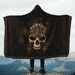 Skull, Aztec Maya Calendar All Over Printed Hooded Blanket - AM Style Design