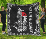 Sitting Bull Black and White Native American All Overprinted Quilt - AM Style Design