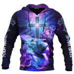 King Of Kings Jesus Lion Puple Galaxy Customized 3D All Over Printed Shirt - AM Style Design