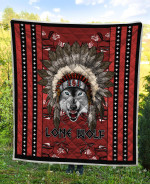 Wolf in Native American Pattern Quilt - Am Style Design