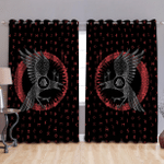 Vikings - Odin'S Raven Old Runes Style Thermal Grommet Window Curtains - Amaze Style™-Curtains