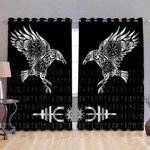 Vikings - The Raven of Odin Tattoo Blackout Thermal Grommet Window Curtains - Amaze Style™-Curtains