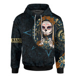 Aztec Mayan Mexico Sugar Skull Dia De Muertos 3D Navy Color All Over Printed Customized Shirt - AM Style Design