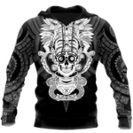 Monochrome Day Of The Dead Skull Art 3D Aztec Maya All Over Printed Shirt - AM Style Design