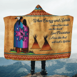 When Energy And Spirits Connect Two Souls Native American Couple Ledger Art 3D All Over Printed Hooded Blanket - AM Style Design