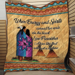 When Energy And Spirits Connect Two Souls Native American Couple Ledger Art 3D All Over Printed Quilt - AM Style Design