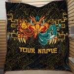 Double Headed Eagles Maya Aztec Mexican Mural Art Customized 3D All Over Printed Quilt - AM Style Design