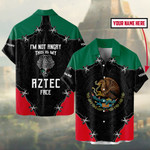 I‘m Not Angry This Is Just My Aztec Face Mexico Flag Customized Name 3D All Over Printed Shirt