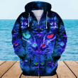 Premium Unique Cat Zip Hoodie Ultra Soft and Warm NHT070501DS Blue
