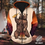 Premium Unique Bear Campfire Zip Hoodie Ultra Soft and Warm VDT10002MD