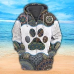 Premium Unique Mandala Dogs Lover Zip Hoodie Ultra Soft and Warm LTANT260211HN