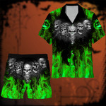 Premium Skull Halloween Clothes Ultra Soft and Cool Collection Green DNH160888MH
