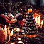 Xmas Tree Shape Halloween Ornament with LED Light