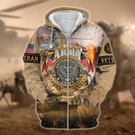 Proud To Be An American U.S. Army Veteran Zip Hoodie PVC111101