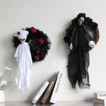 Halloween Ghost Decoration Doll Ghost Door Hanging White Black Ghost Festival Horror Party Wreath Ornaments