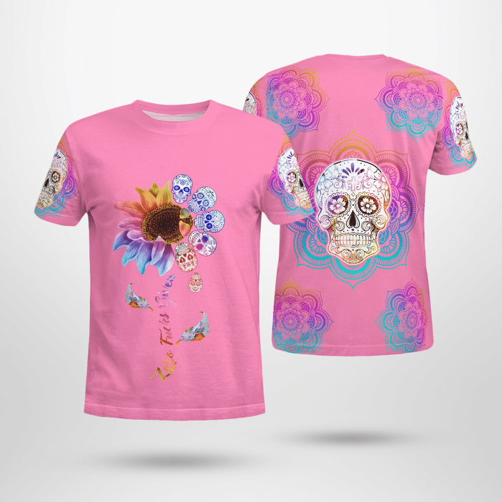 Unique Flower Skull Pink T-shirt PVC200803 | Monlovi