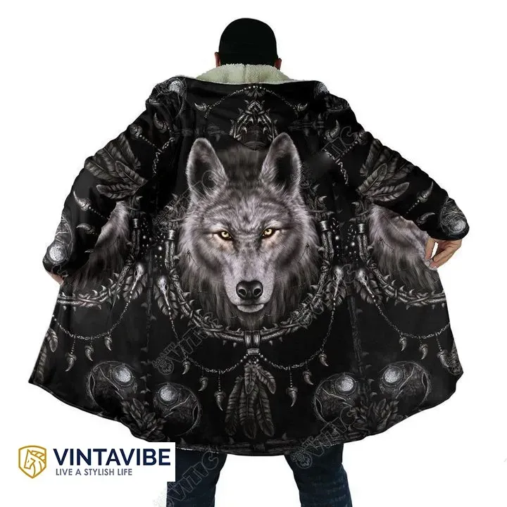 Premium & Unique Native Black Wolf Hooded Coat Ultra Soft And Warm KV090413DS