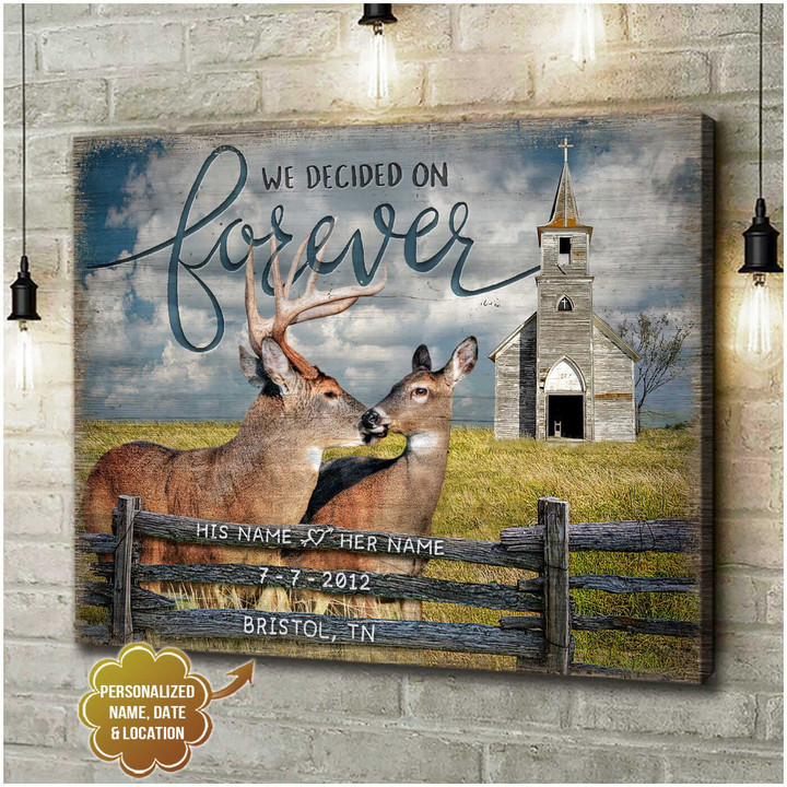 Wedding Anniversary Gifts We Decided On Forever Beautiful Church With Buck Canvas Premium Edition VXK130708DS