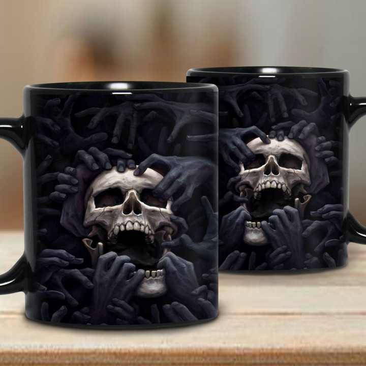 Touch My Coffee Skull Black Mug Full Support 3D All Over Printed | Monlovi