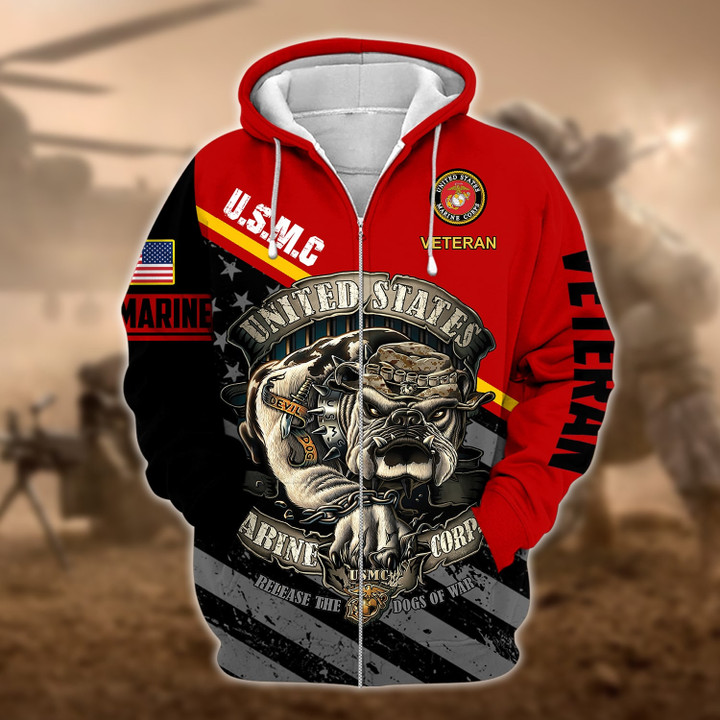Unique U.S. Marine Corps Veteran Zip Hoodie PVC221101