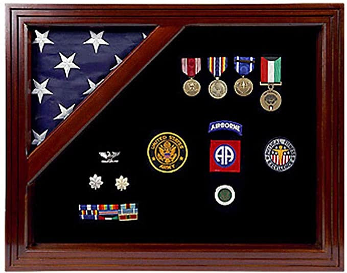 Premium Military Veteran Soldier Flag and Medal Display Case PVC090407