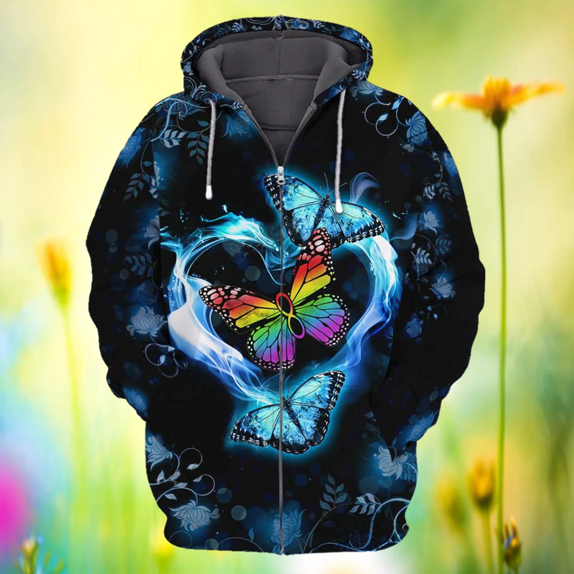 Premium Unique Butterfly Zip Hoodie Ultra Soft and Warm LTANT310302HN