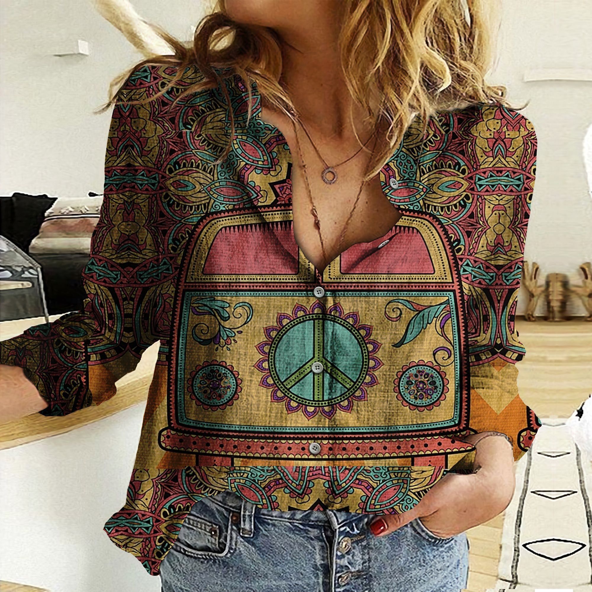 Hippie Native JI19 TTH220198 Cotton And Linen Casual Shirt