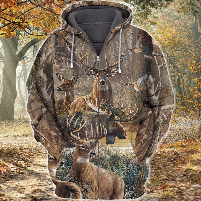 Premium Unique Deer Hunting Zip Hoodie Ultra Soft and Warm LTANT090307DS