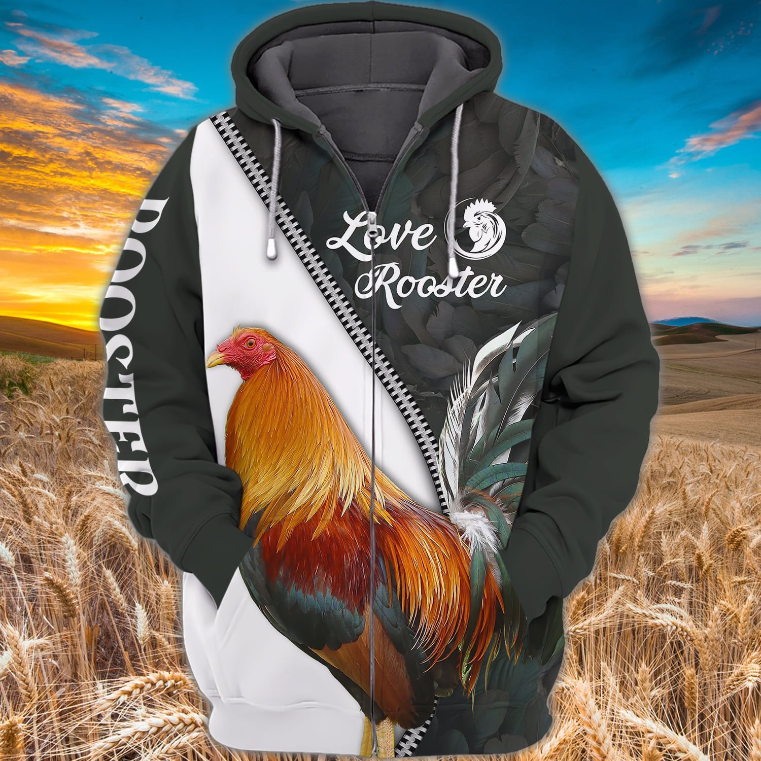 Premium Unique Rooster Zip Hoodie Ultra Soft and Warm NHT110505DS