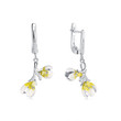 Pastoral Yellow & White Orchid Bell Color Enamel Dangle Earrings