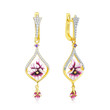 Openwork Gold Plated Orchid Flowers 925 Sterling Silver Dangle Earrings