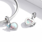 Butterfly Opal Heart Dangle Charm