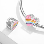 Rainbow Pink Hearts Charm