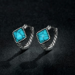 Square Turquoise Hoop Earrings