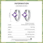 Purple Zirconium Snake Pattern Buckle Earrings
