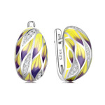 Yellow Petal Geometry 925 Sterling Silver Enamel Huggie Earrings