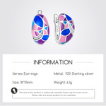 Purple Button Geometry 925 Sterling Silver Enamel Huggie Earrings