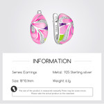 Summer Geometric Pink 925 Sterling Silver Enamel Huggie Earrings