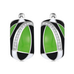 Green Enamel Color-Matching Micro-zirconia 925 Sterling Silver Enamel Huggie Earrings