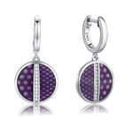 Polka Dot Purple 925 Sterling Silver Earrings