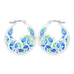 Blue Flowers Inlaid with Zircon Youthful Vitality 925 Sterling Silver Hook Earrings