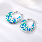 Blue Flowers Inlaid with Zircon Youthful Vitality 925 Sterling Silver Hook Earrings