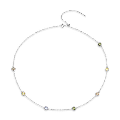 Colorful Round Glass Necklace 925 Sterling Silver