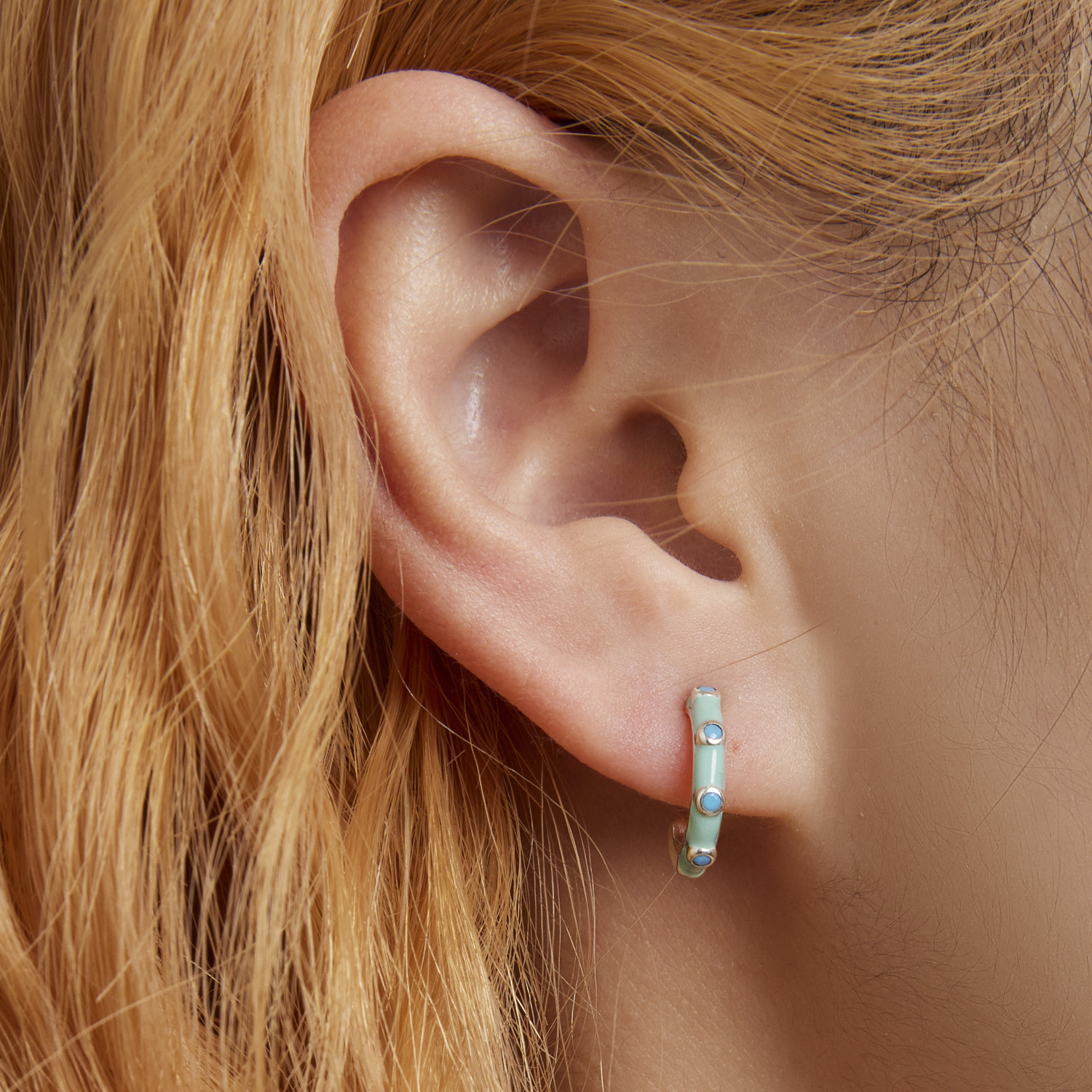 Turquoise Half Hoop Earrings