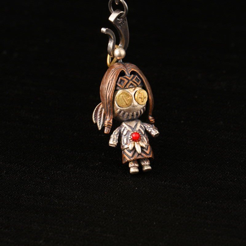 Indian Traveler Doll Retro Pendant 925 Sterling Silver Personalized Creative Pendant