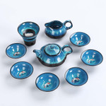 Jun Porcelain fish tea set ceramic teapot kettle ceramic tea cup fish chinese kung fu tea set drinkware